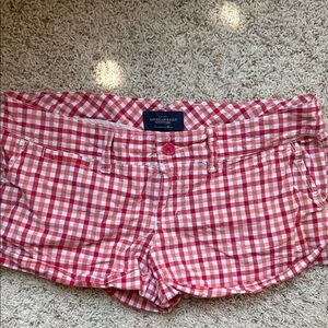 Circa 2005 American Eagle Outfitters Red Plaid Jean Shorts